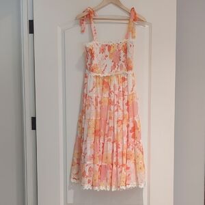 Floral Womens Dress in Pink and Orange.